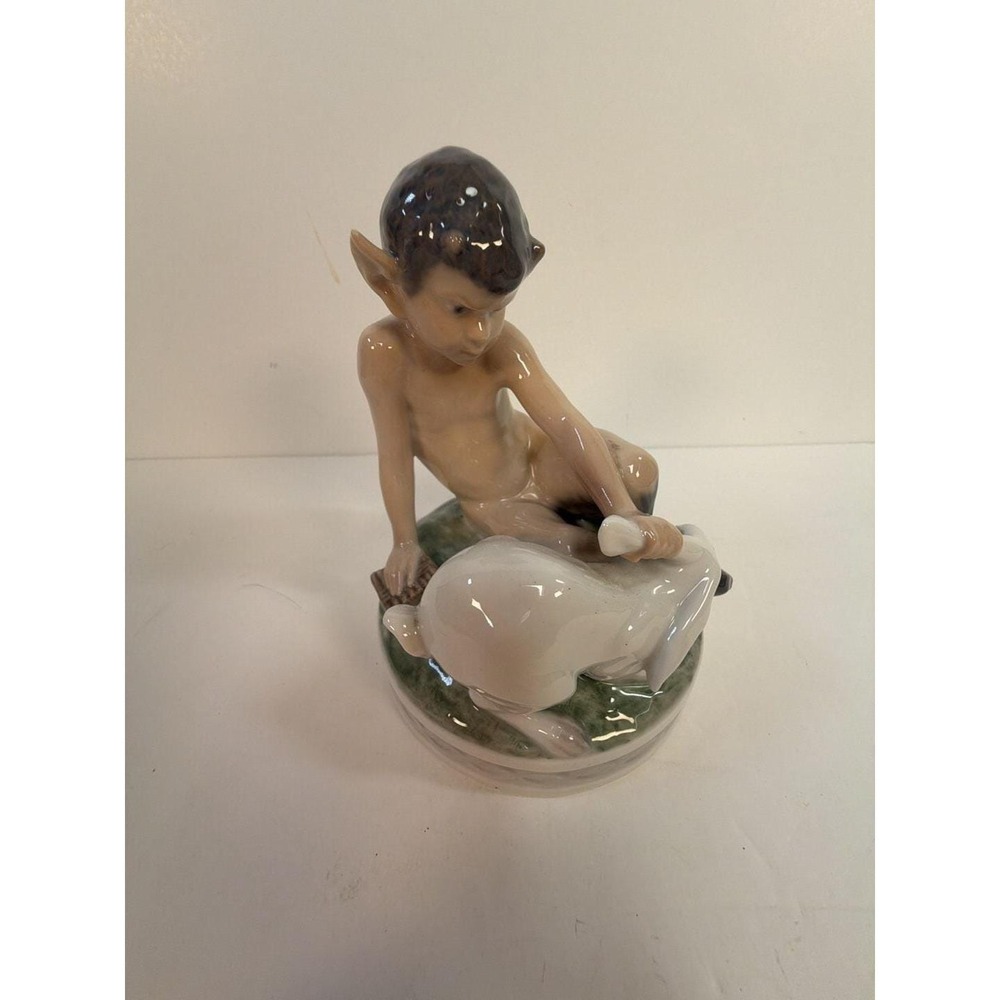 Royal Copenhagen Denmark Pan Faun with Rabbit Model 439 as is